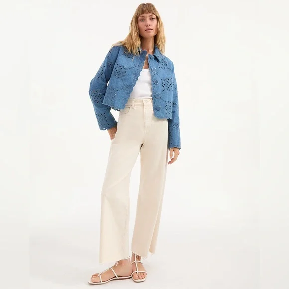 Veronica Beard Adelaide Scalloped Eyelet-Embroidered Jacket $698 NEW - Picture 3 of 11